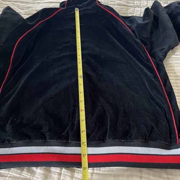 Women’s M Vintage Wilson Black Velour Track Jacket Red Piping Y2K 90s Grunge - Picture 8 of 8